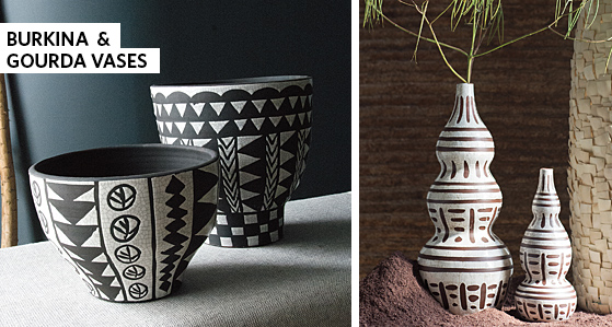 Gold Leaf Design Group, Burkina & Gourda Vases